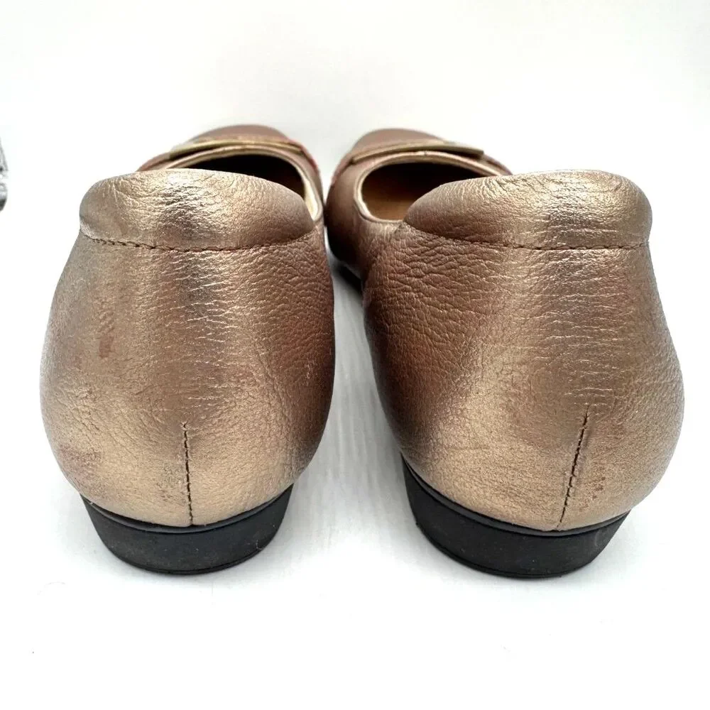 Clarks Collection Soft Sole Slip On Gold Color w/ Buckle W9